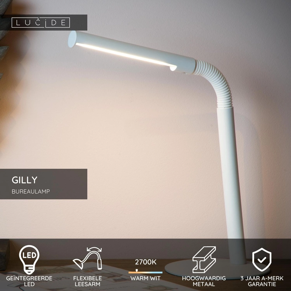 Bureaulamp Gilly wit Lucide 5411212361097