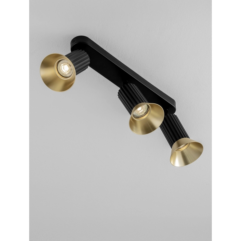 Plafondlamp Luvia 3-lichts zwart met goud Lyora 5212017475534