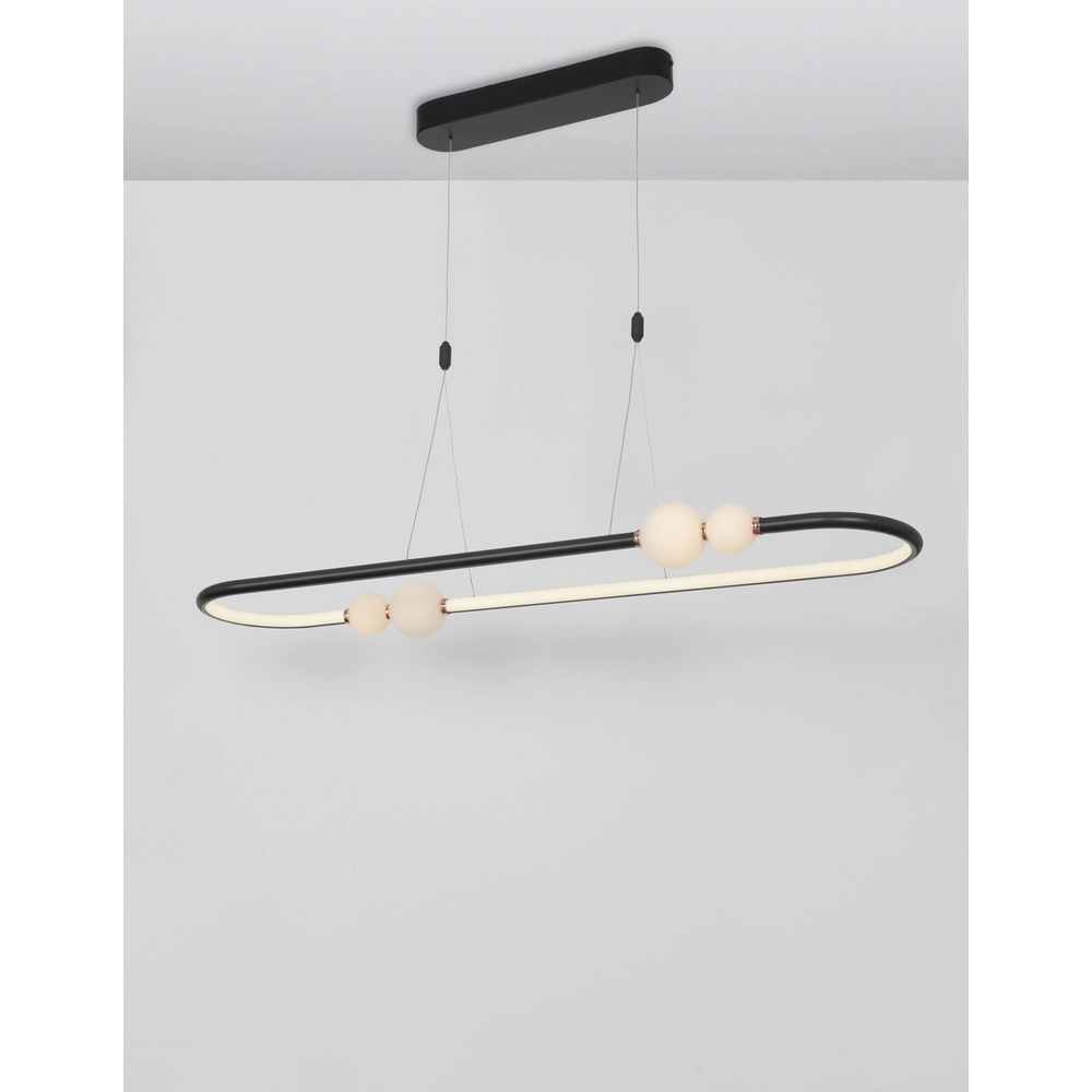 Hanglamp Celia zwart met wit ovaal