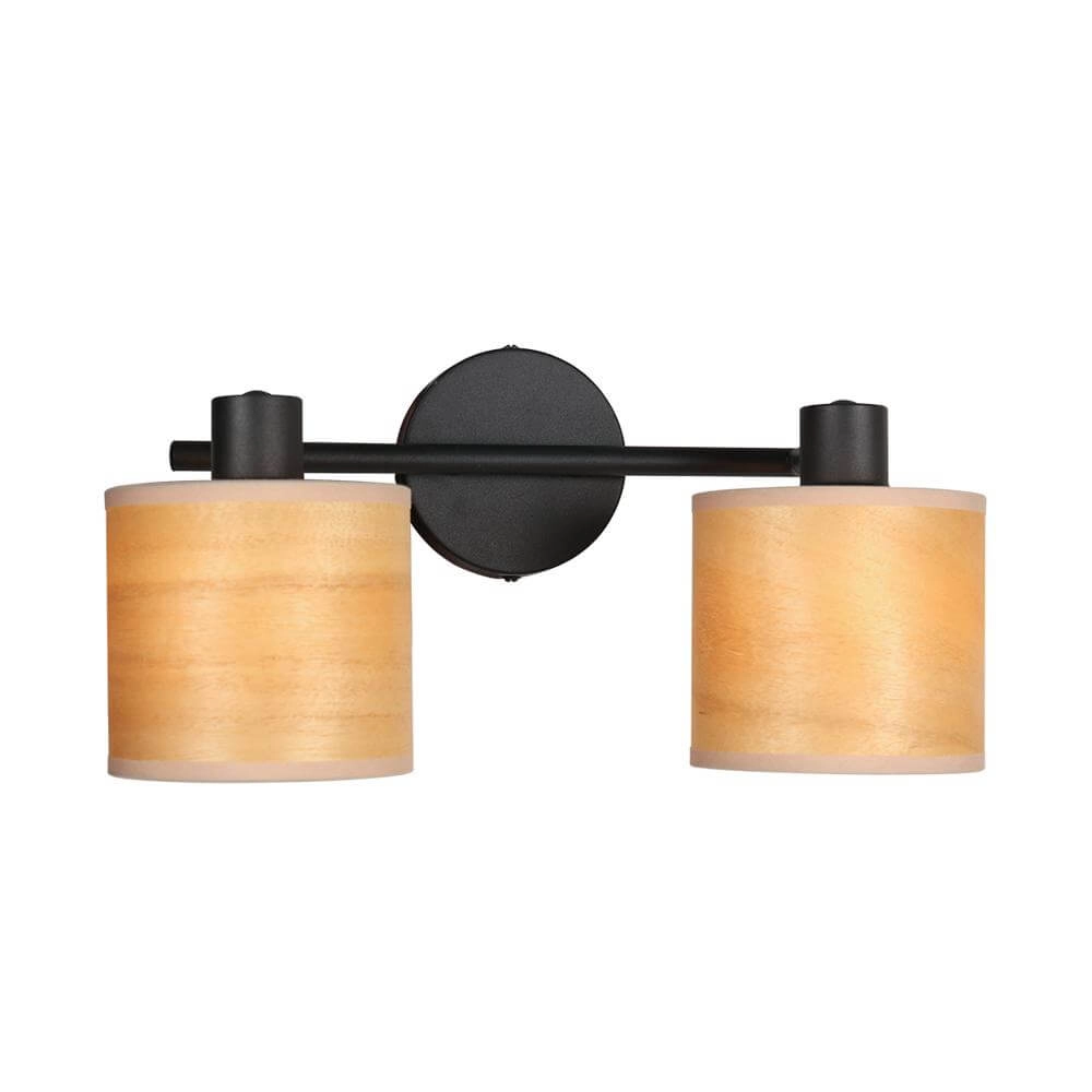 Plafondlamp Bambus zwart met bamboe 2-lichts Steinhauer 8712746171419
