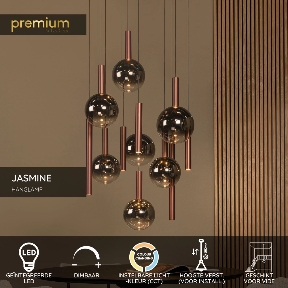 Design vide hanglamp Jasmine koper 12-lichts Premium by Lucide 5411212741271