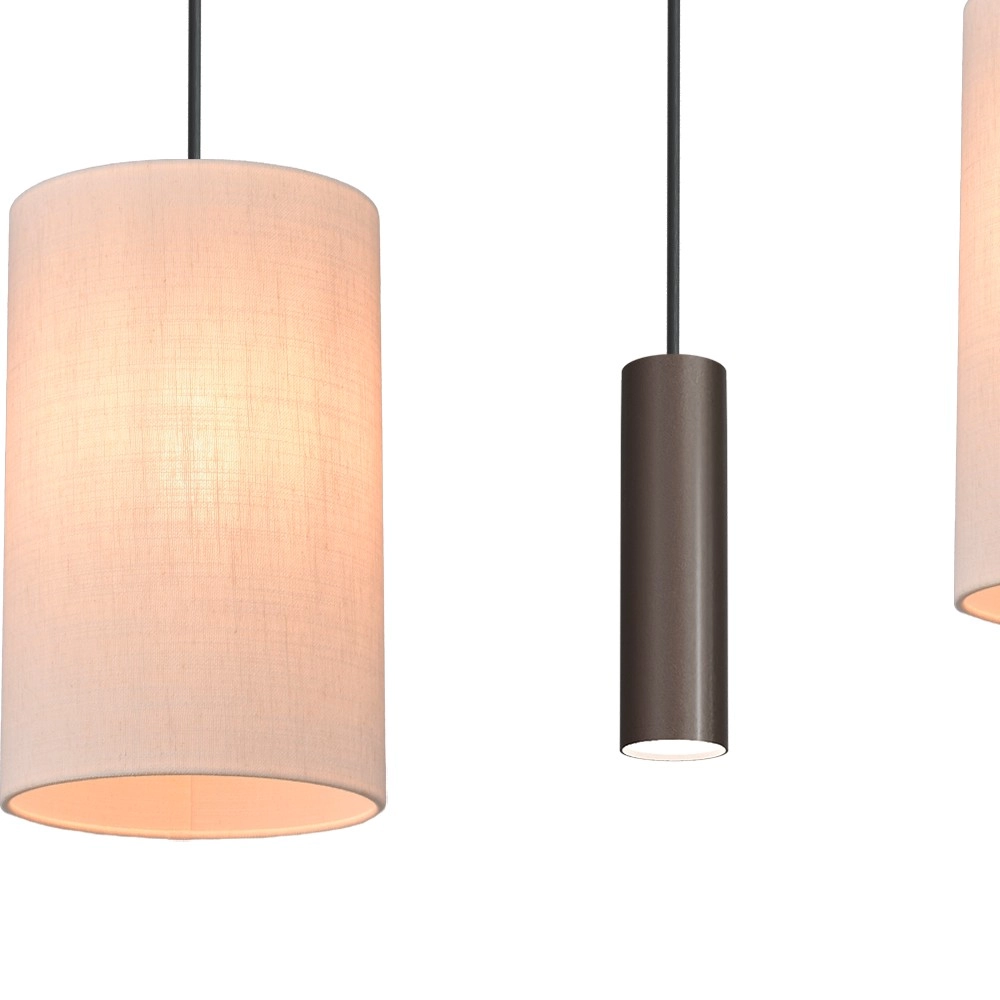 6-lichts hanglamp Lisbourg cacao met off white kap Masterlight