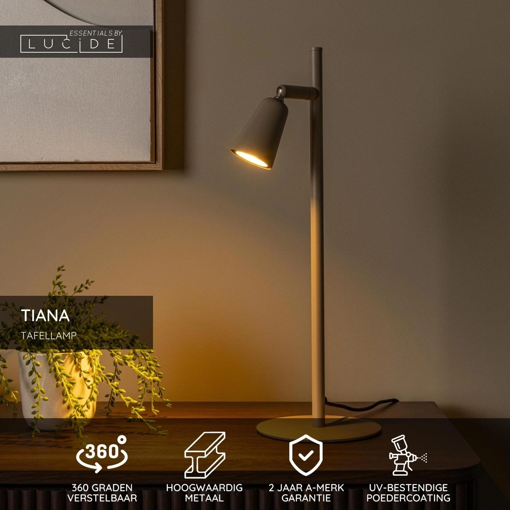 Design tafellamp Tiana taupe Lucide 5411212650450