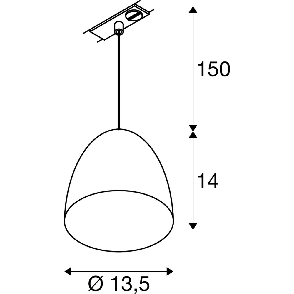 Hanglamp voor rail Para Cone 1-fase aluminium SLV 4024163305143