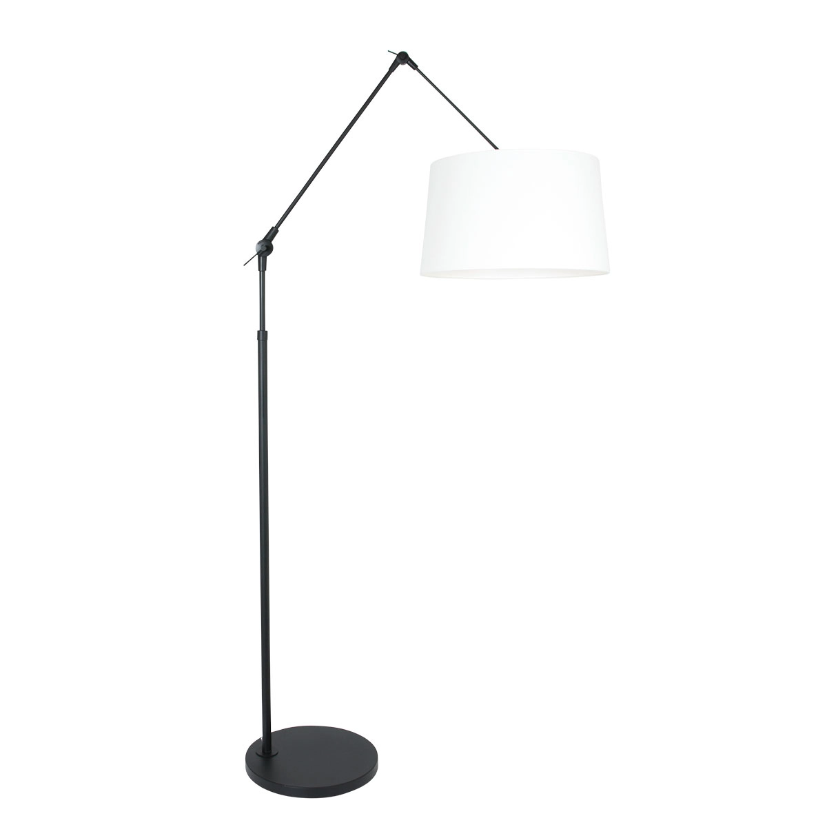Verstelbare vloer schemerlamp Prestige Chic 35cm zwart met linnen wit Verstelbare vloer schemerlamp Prestige Chic 35cm zwart met linnen wit