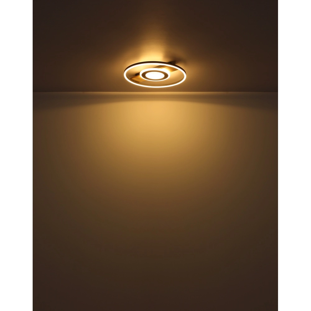 Strakke plafondlamp Pikara zwart met hout Globo 9007371465712