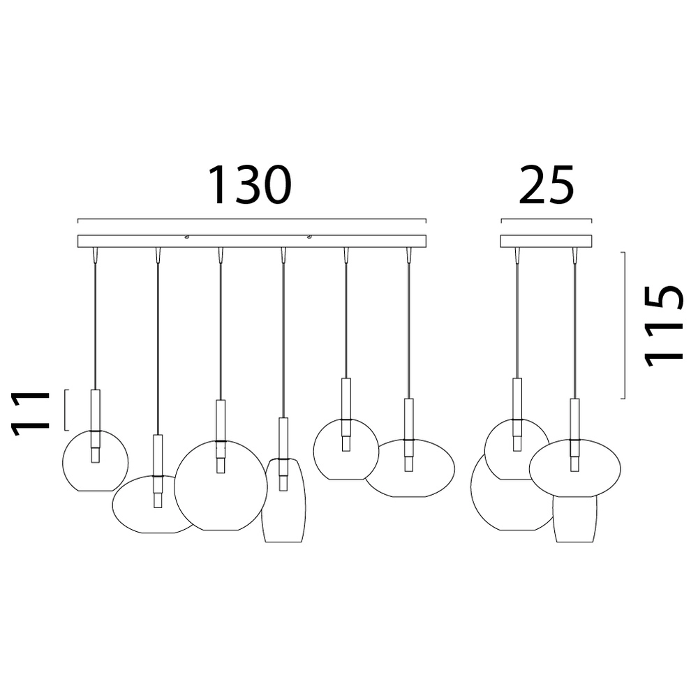 6L hanglamp Lido Ball met helder glas Masterlight 8718121335346