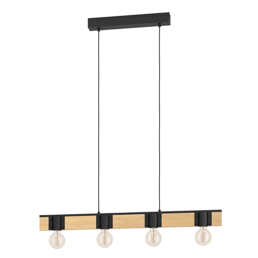 Houten hanglamp Bailrigg 4-lichts Houten hanglamp Bailrigg 4-lichts