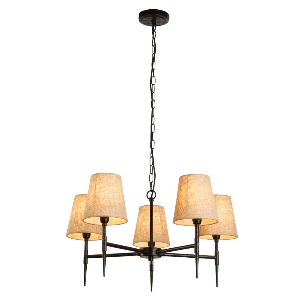 5-lichts hanglamp Gothic zwart Searchlight 5053423249995