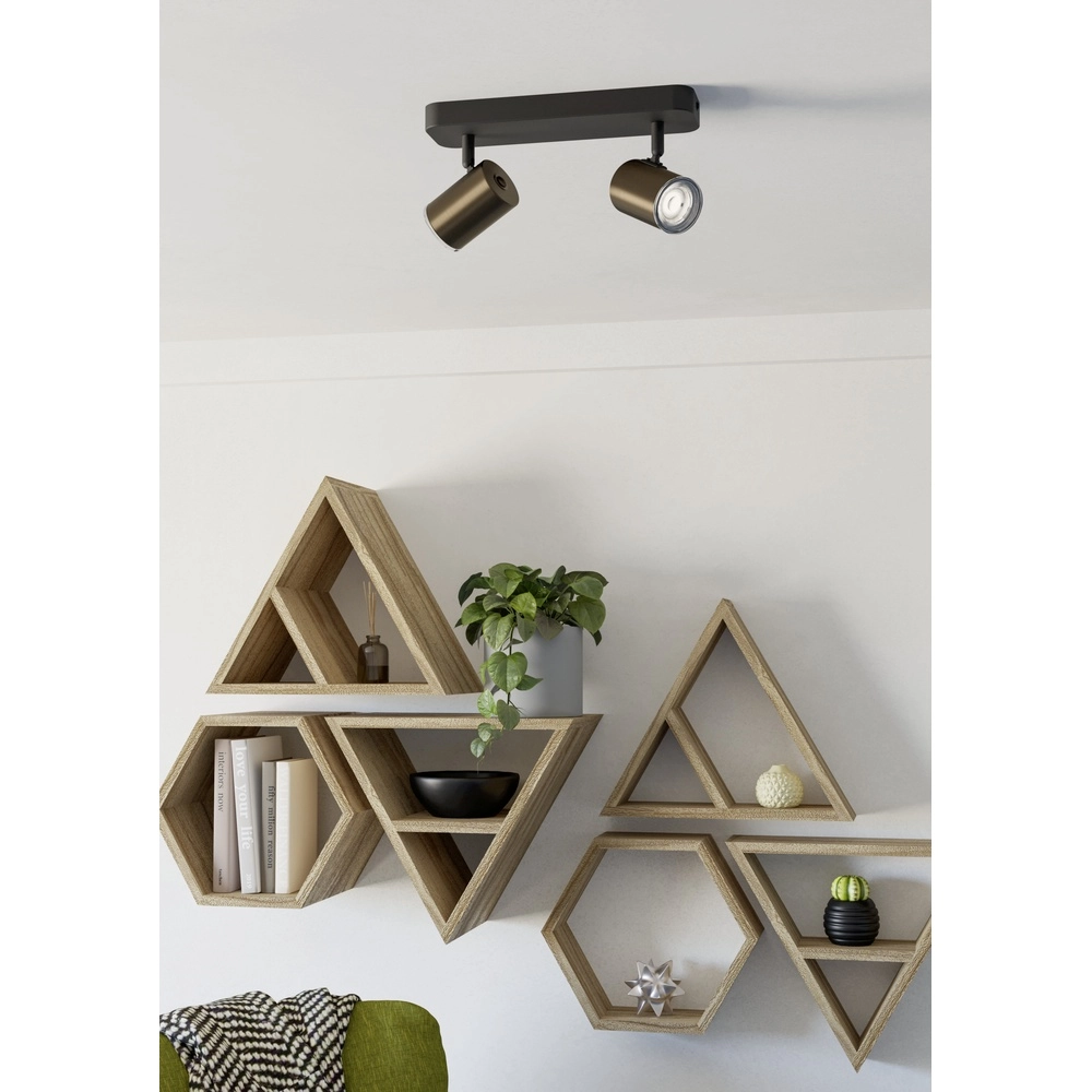 Badkamer spots Consuma 1 2x GU10 - zwart met brons Eglo 9008606365081