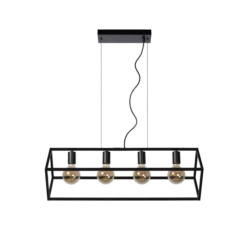 Moderne hanglamp Fabian 4-lichts zwart