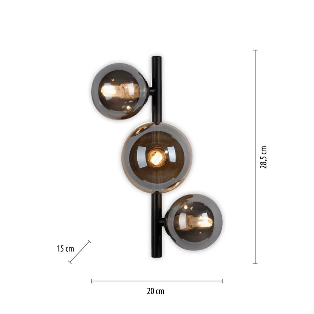 Zwarte wandlamp Popsicle 3-lichts Paul Neuhaus 4012248375501
