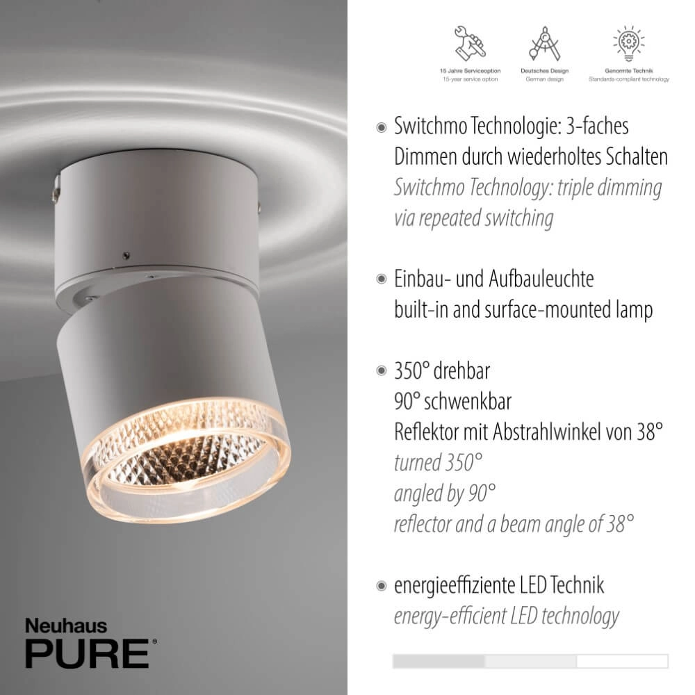 Witte opbouwspot Pure Nola enkel Paul Neuhaus 4012248374535