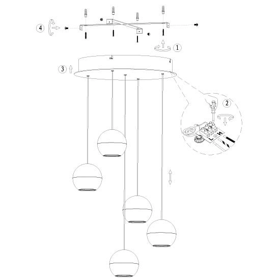 5-licht vide hanglamp Belluno led - messing goud met glas Steinhauer 8712746183870