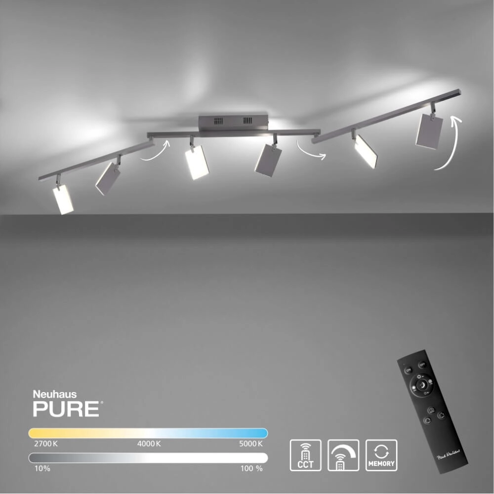 Plafondlamp Pure Mira 6-lichts aluminium Paul Neuhaus 4012248359389