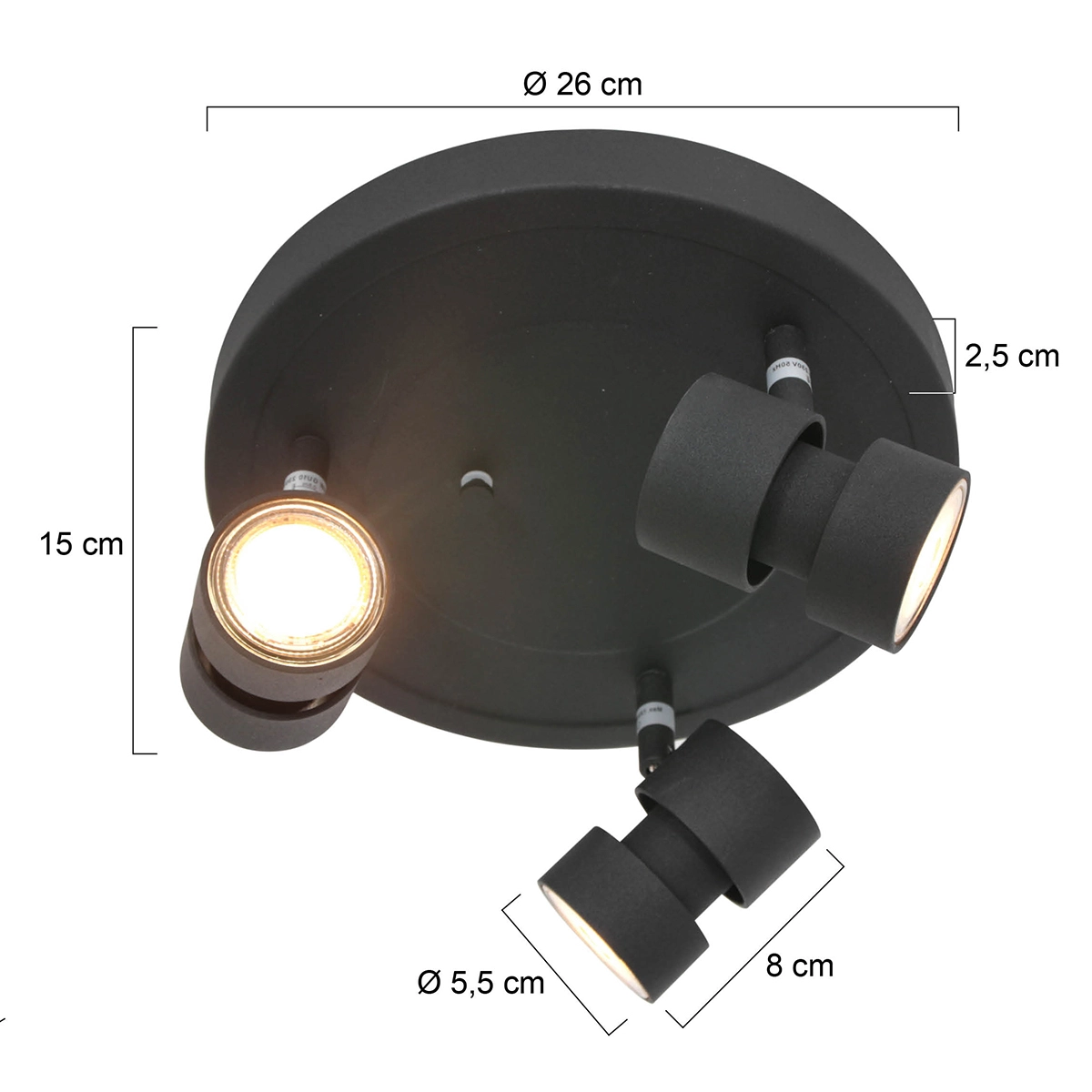 Led plafondspot Natasja LED zwart Steinhauer 8712746175752