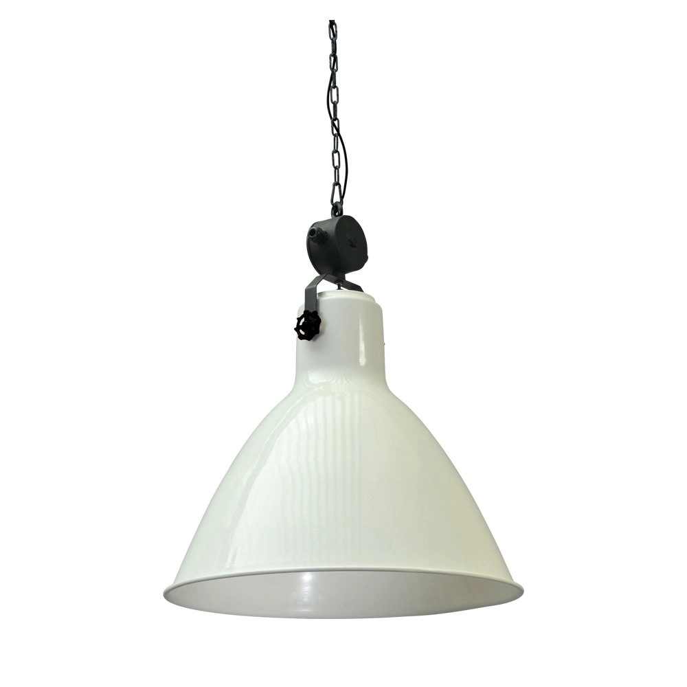 Retro industrie hanglamp Industria 58 Bud wit met zwart