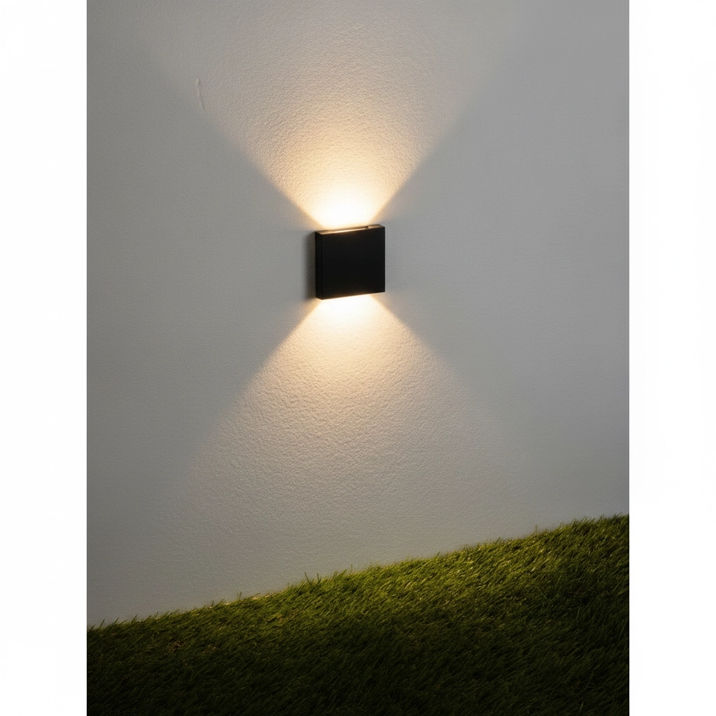 Vierkante inbouwlamp Iko zwart dubbel