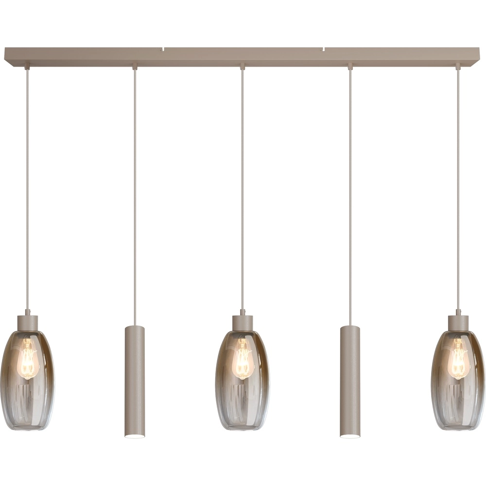 Glazen hanglamp Olive 3x Ø 12,5cm - 2x Run pendel - zand