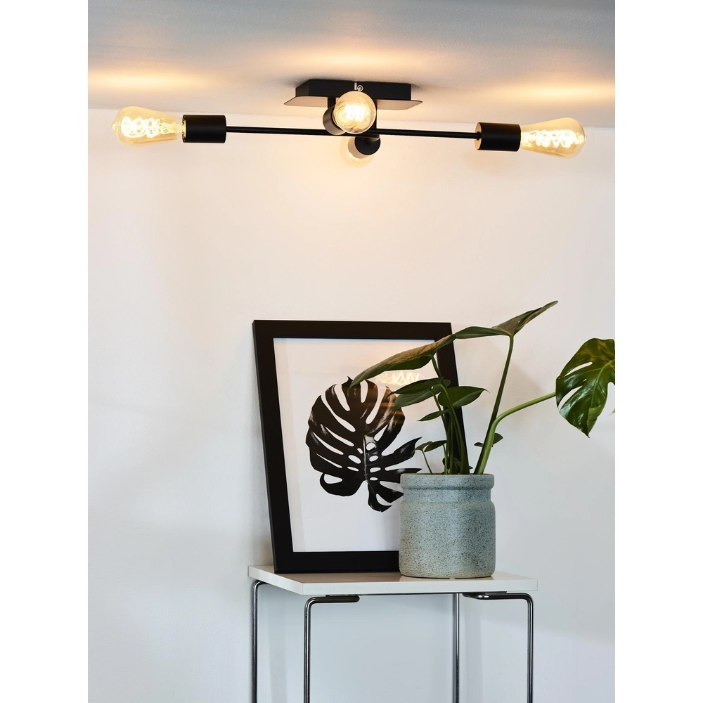 Plafondlamp Lester 4-lichts zwart Lucide 5411212211026