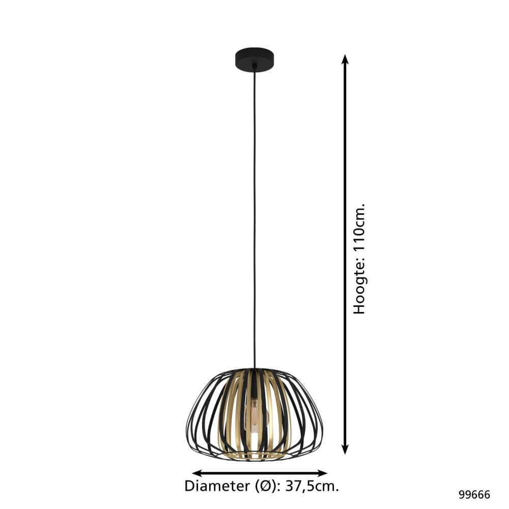 Hanglamp Ø 37,5cm Encinitos zwart met goud Eglo 9002759996666