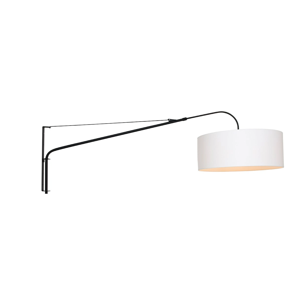 Wand Leeslamp Gramineus zwart met witte lampenkap Steinhauer 8712746132380
