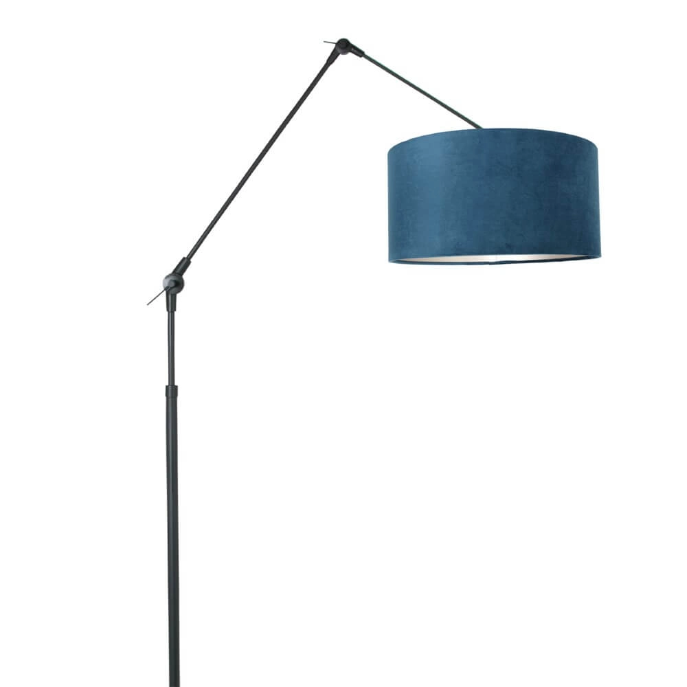 Zwarte vloerlamp Prestige Chic met blauwe kap Steinhauer 8712746147278