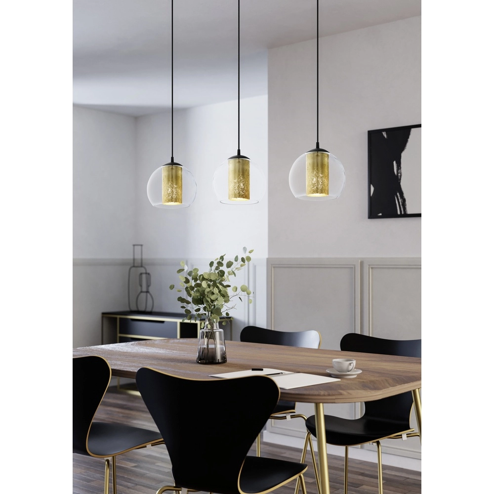Design hanglamp Bolsano 3-lichts zwart met goud Eglo 4046806038867