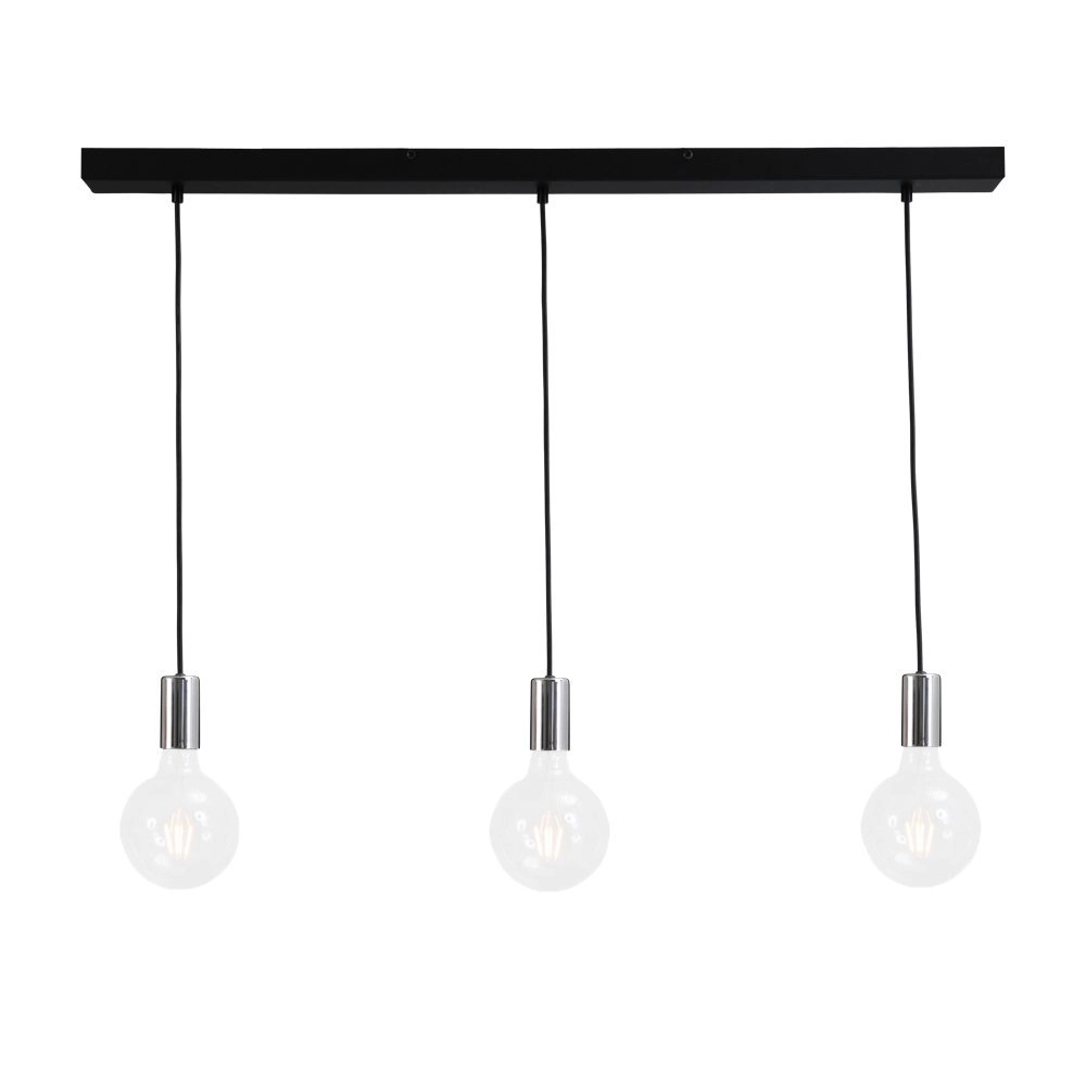 Chrome pendel hanglamp Concepto 3-lichts zwart met grijs