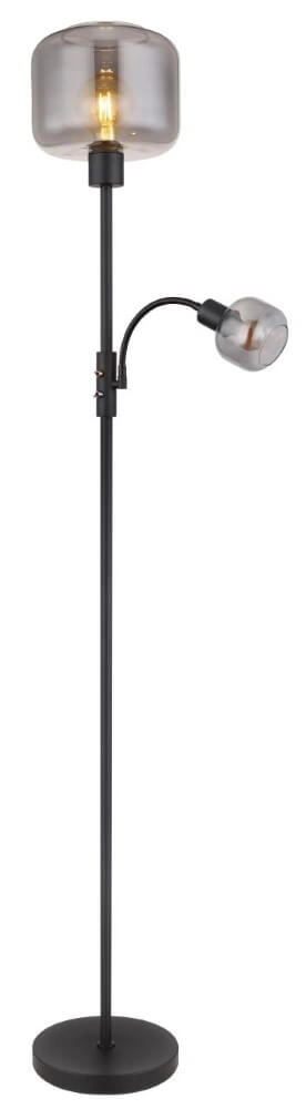 Zwarte vloerlamp Giuseppe smoke glas Globo 9007371438228