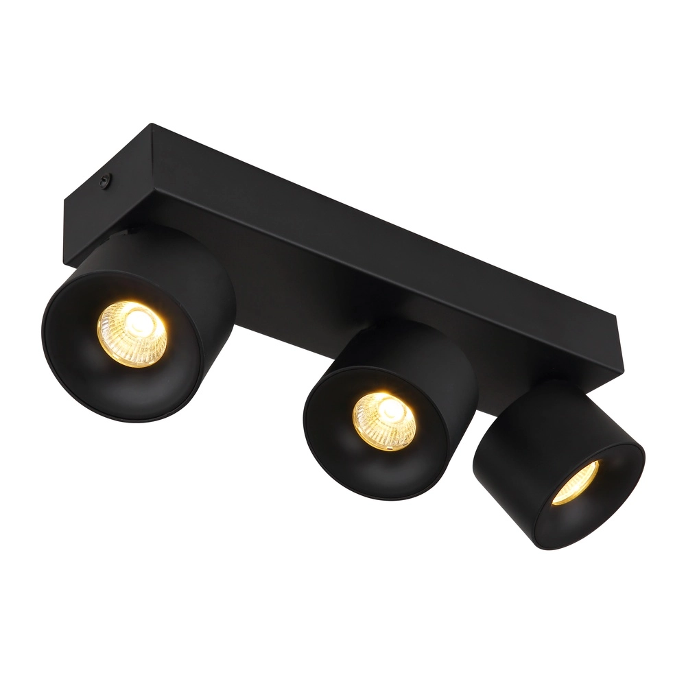 Strakke plafondlamp Rae 3-lichts zwart