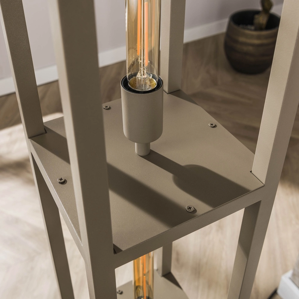 Zandbruine vloerlamp Quadra Japandi - 4x E27 Lyora 8716803511439