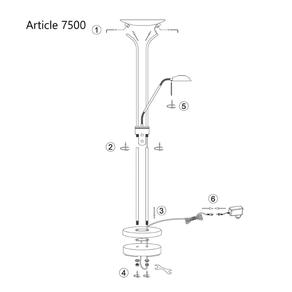 Vloerlamp mexlite Up 180cm - 3000K bronsbruin Steinhauer 8712746096347