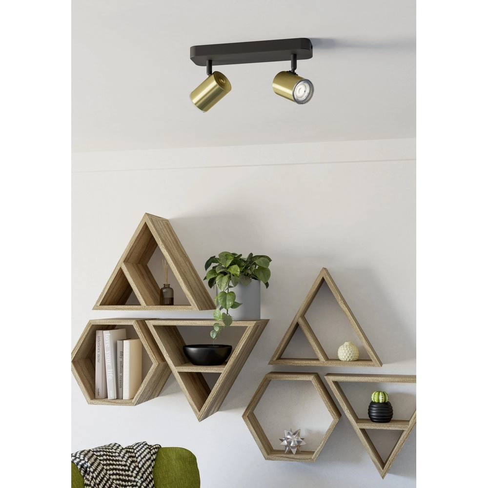 Badkamer spots Consuma 1 2x GU10 - zwart met goud Eglo 9008606365043
