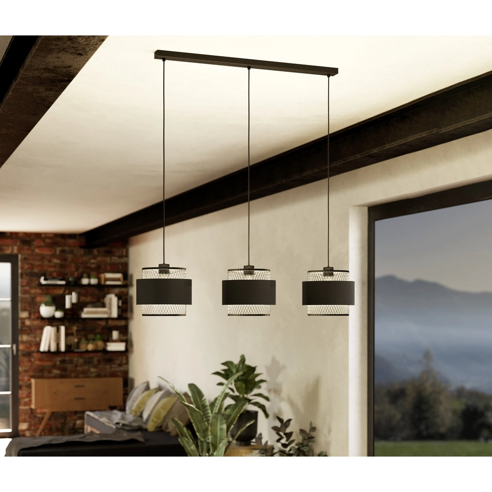 Zwart hanglamp Bazely 3L - Ø 23cm Eglo 9002759436698