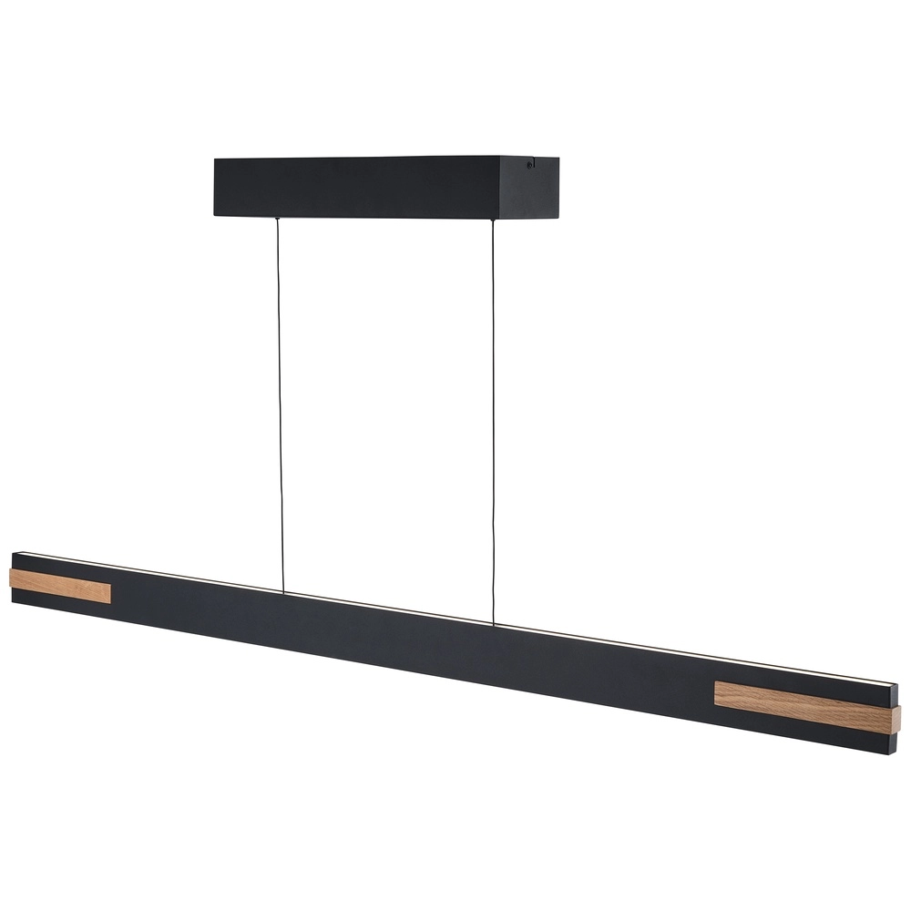 Strakke hanglamp Streamline zwart met hout Brilliant 4004353463631
