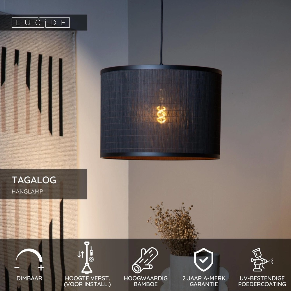 Hanglamp Tagalog Ø 40cm zwart Lucide 5411212211620