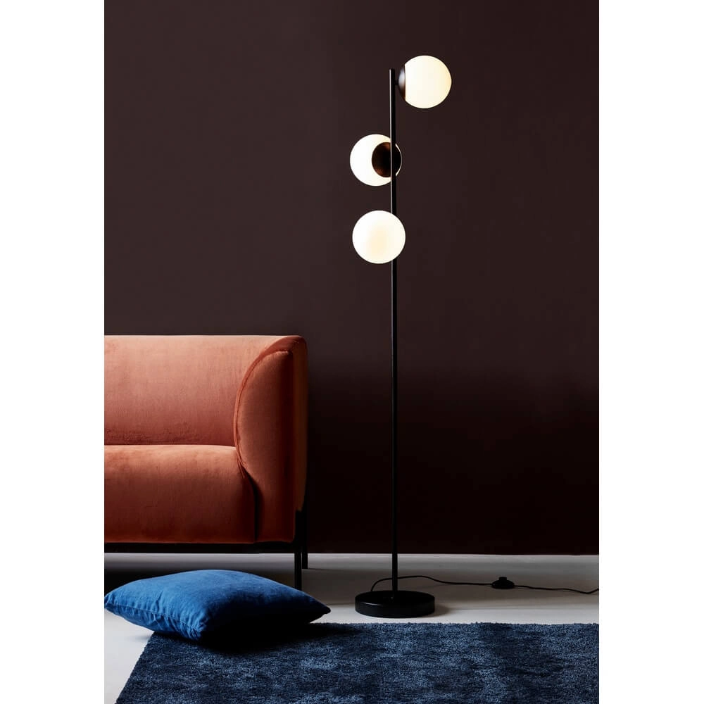 Vloerlamp Lilly 3-lichts zwart met witte bol Nordlux 5701581459182