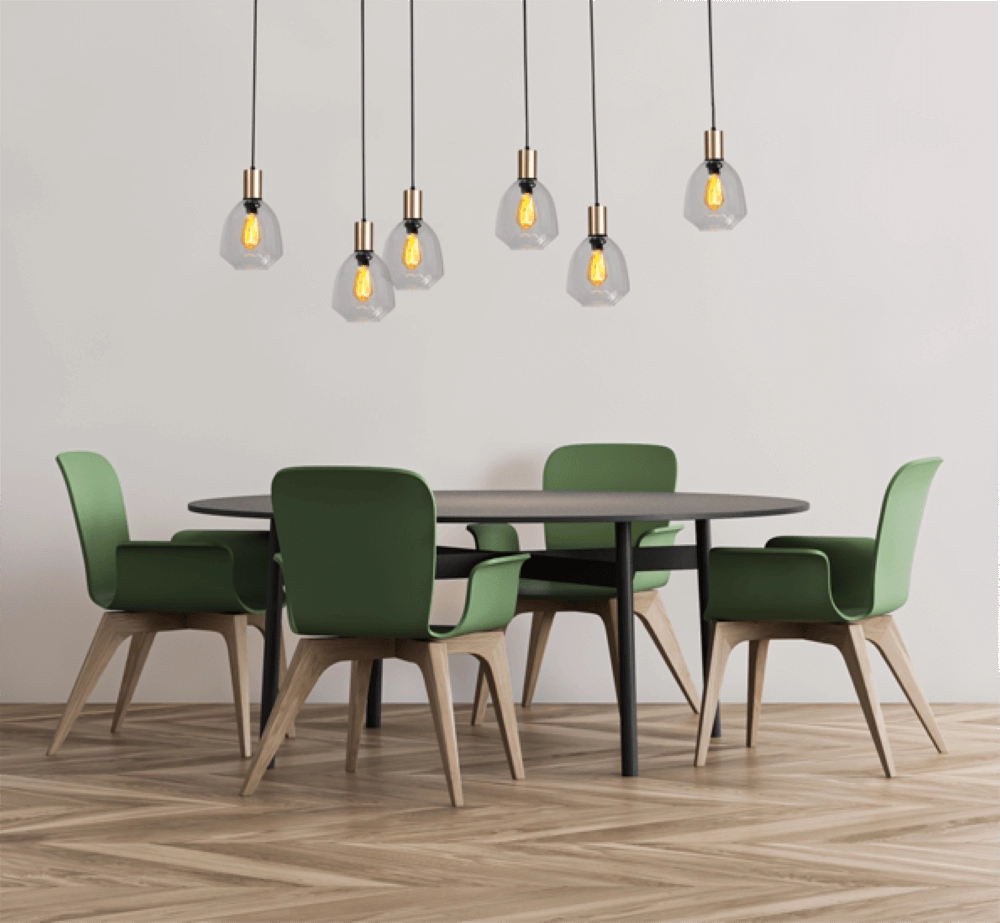 6-lichts hanglamp - goud - Porto met Nicolette clear glazen Masterlight 8718121270609