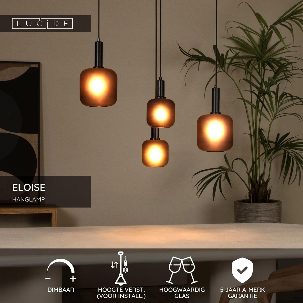 Zwarte hanglamp Eloise 4-lichts Lucide 5411212452474