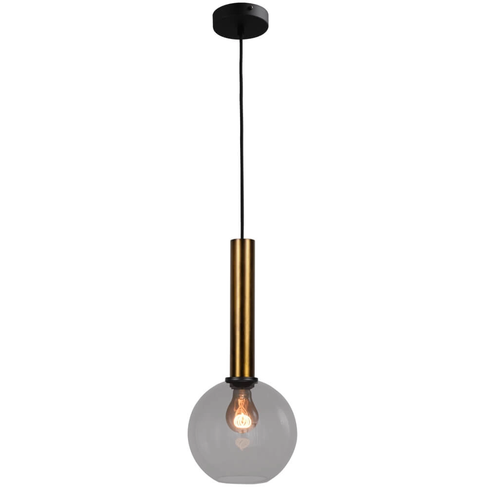 Hanglamp Ø 20cm Bella 2 Antiek messing met smoke glas