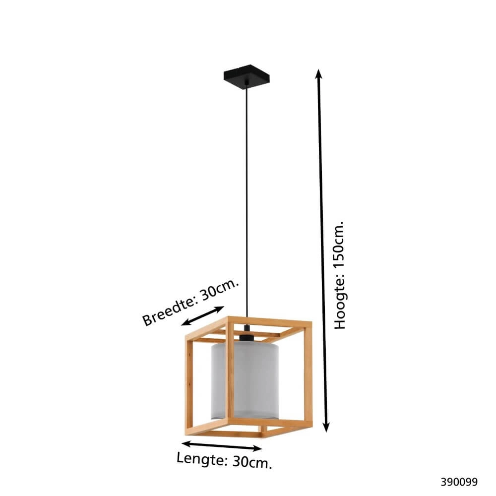 Houten hanglamp Granados met witte kap Stars of Light 9008606223619