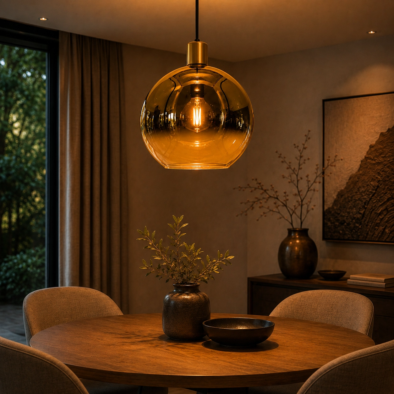 Ø 40cm hanglamp Rosario met goud glas