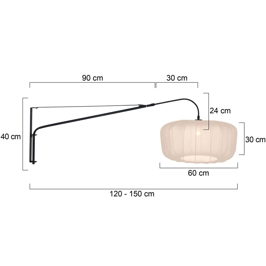Zwarte wandlamp Vela Lino met crème kap Steinhauer 8712746182491