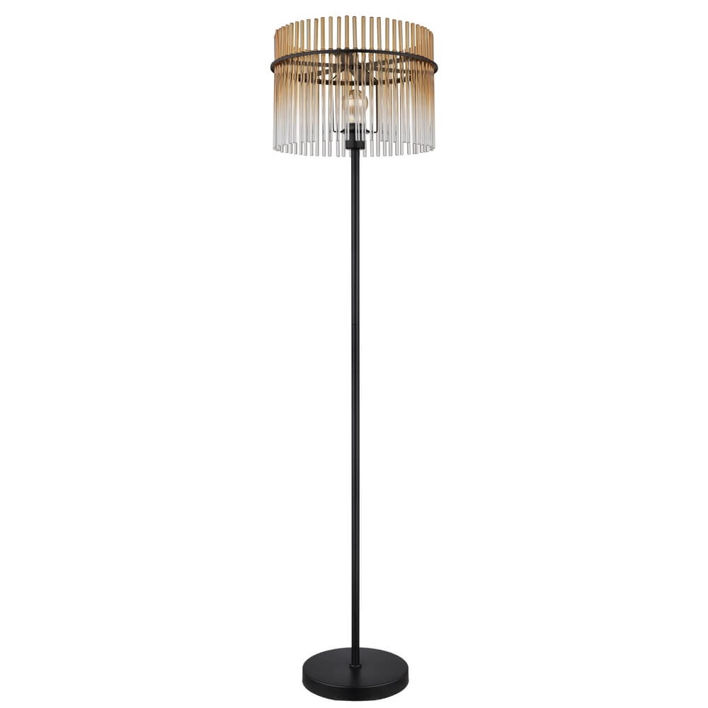 Zwarte vloerlamp Gorley met amberglas Ø 38cm Globo 9007371462995