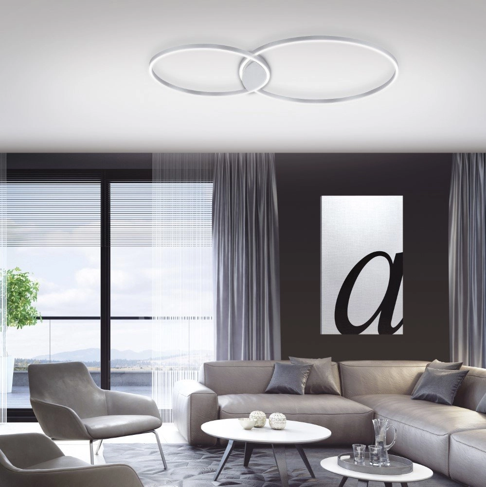 Design plafondlamp Q-Kate 2-rings 124cm grijs Paul Neuhaus 4012248333556