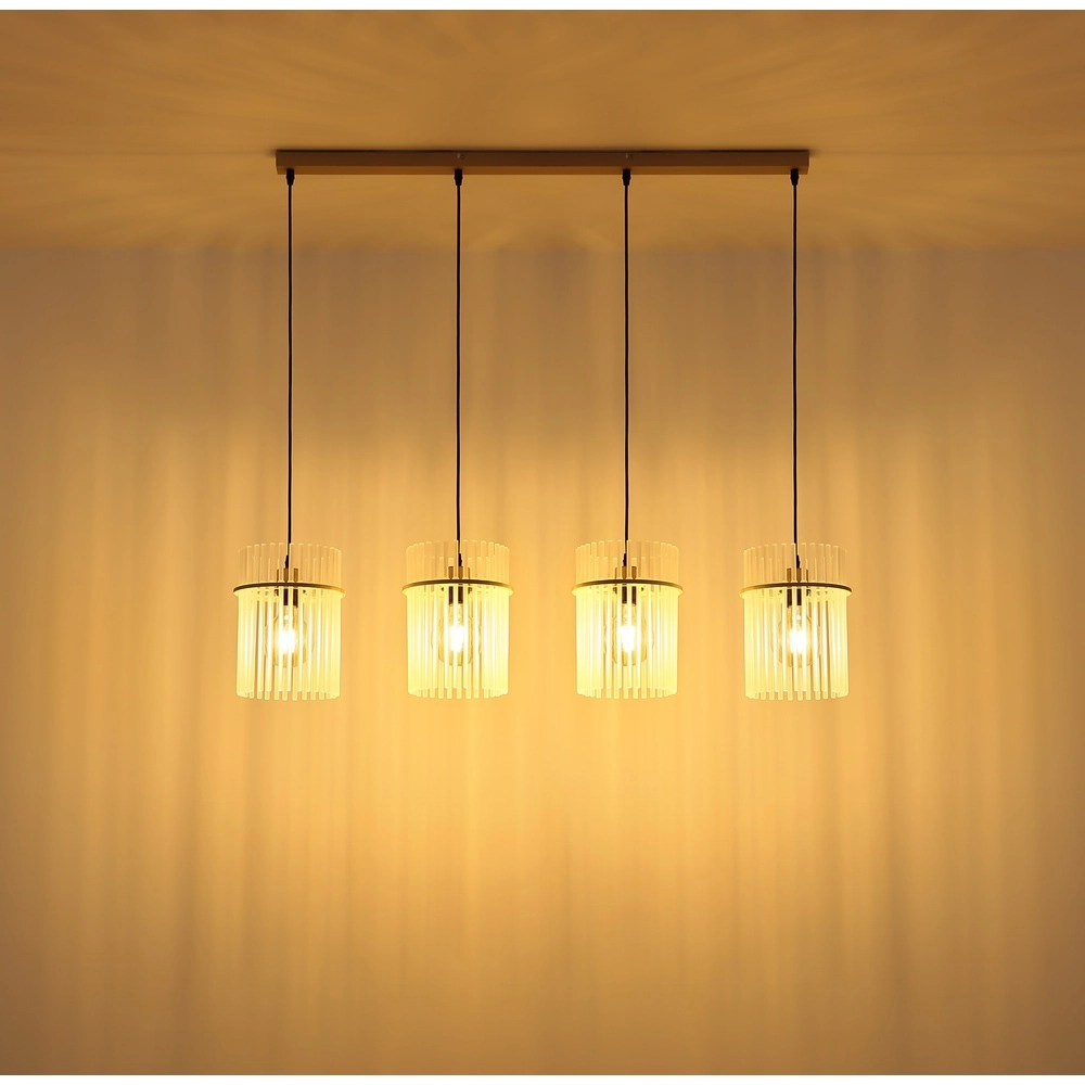 4-lichts hanglamp Gorley zand bruin met glas Globo 9007371572717