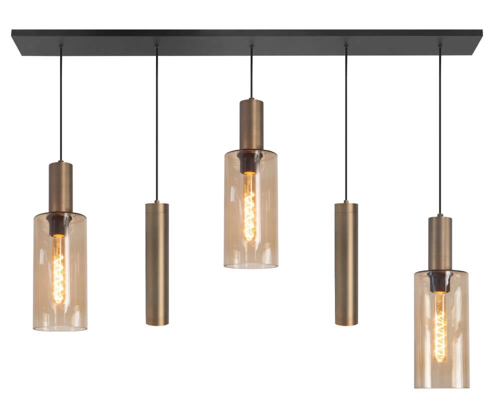 Hanglamp Perugia brons - 3x E27 - 2x GU10 Hanglamp Perugia brons - 3x E27 - 2x GU10