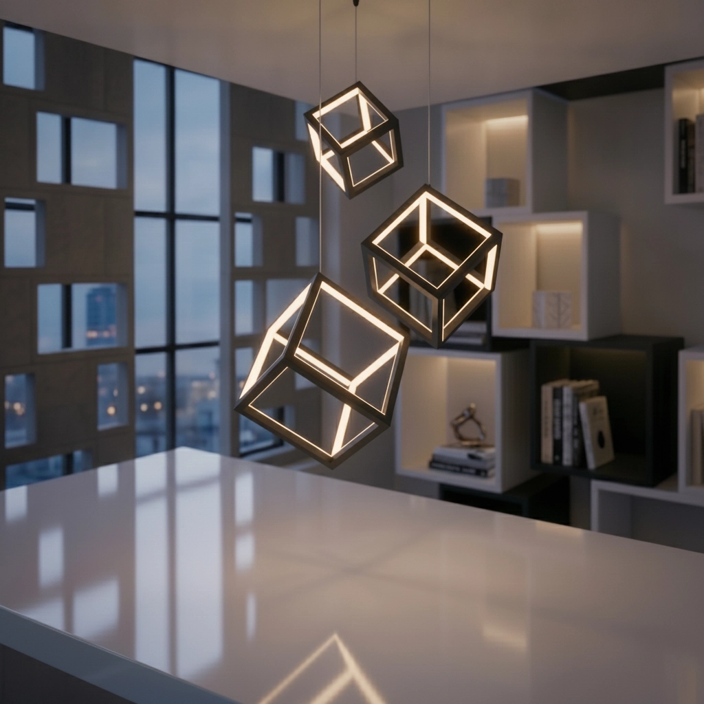 Vierkante hanglamp Gabbia zwart triple