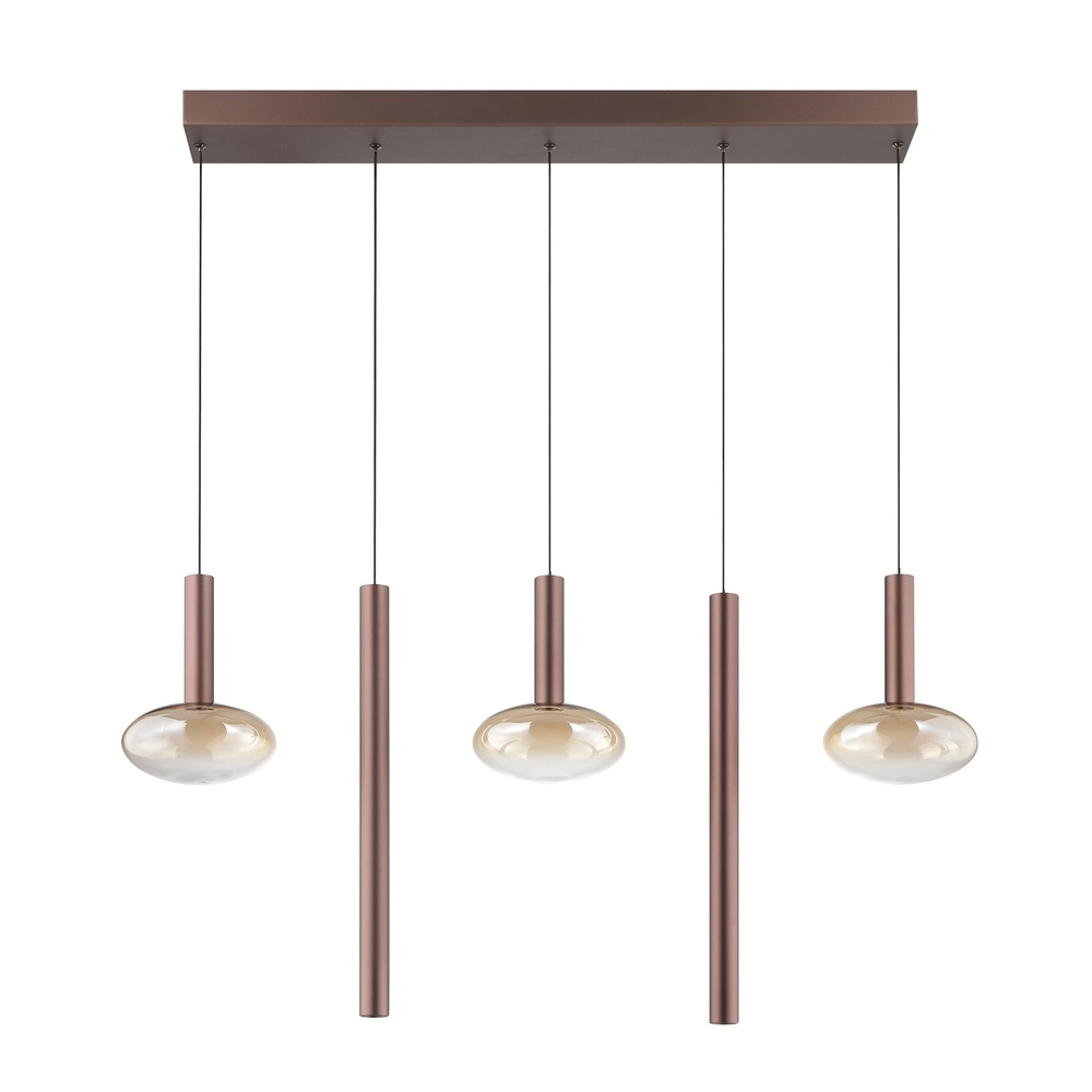 Hanglamp Veridian koffie bruin met amber glas Brilliant 4004353477942